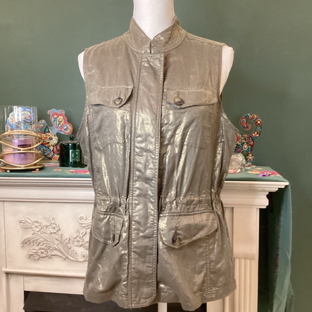 Chico's Shiny Silver Vest